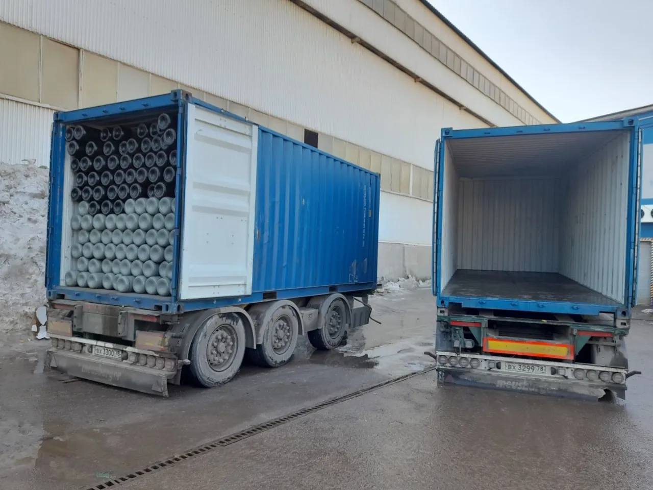 Полный контейнер баллонов 350 шт. под сжатые газы (O2, N2, Ar, He, CH4, Mix) 50/200 бар УС новые без вентиля ТР ТС 032 горловина Е25